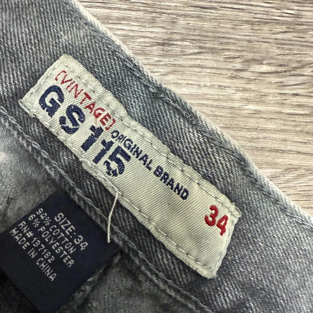 Vintage GS 115 Melrose Slim Fit‎ Distressed Acid Wash Denim Shorts Mens 34 Gray